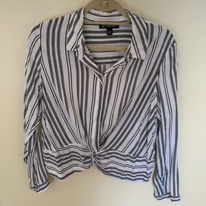 INC black and white striped blouse